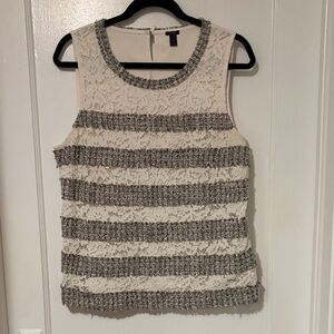 J. Crew Lace striped tank - Cream and Gray size xl